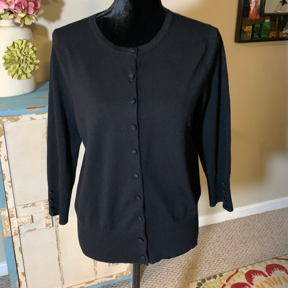EUC Audrey & Grace 3/4 Sleeves Black Button Down Cardigan. XL